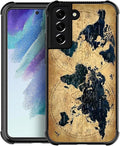 for Samsung Galaxy S22 Case, Brown World Map Pattern Graphic Design Girl Boy Soft Silicone Hard Acrylic Shock Protection for Samsung Galaxy S22