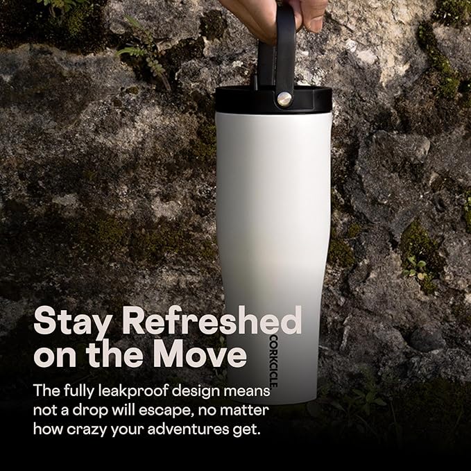 Corkcicle Go Cup XL - Leak-Proof Travel Tumbler - Triple Insulated Stainless Steel Water Bottle - Easy-Carry Handle - Summer Drinkware Gift - Keeps Drinks Ice Cold - 30 oz - North Shore