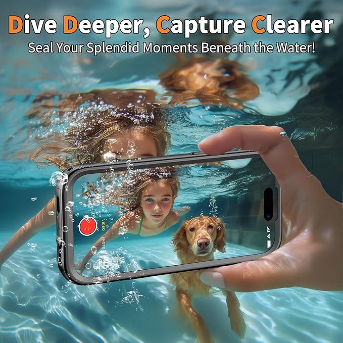 Cozycase for iPhone 16 Plus Case Waterproof - 360 Heavy Duty with Screen/Camera Protector Shockproof IP68 Underwater Dustproof Water Dust Shock Proof Full Body/Front and Back Case Black/Frosted Clear