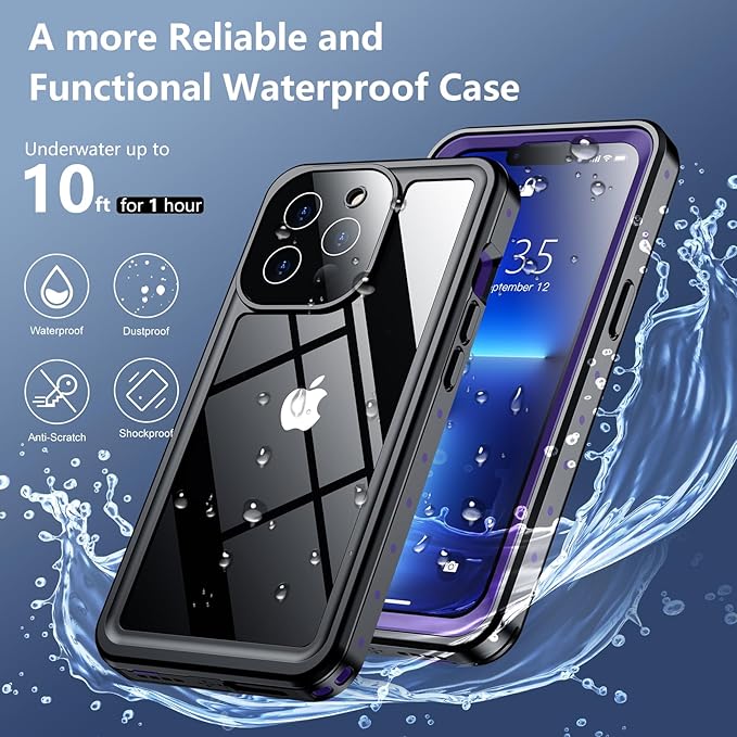 SPIDERCASE for iPhone 13 Pro Max Case Waterproof, Built-in Lens & Screen Protector, Full Heavy Duty Protection, 12FT Military Shockproof, Dustproof, Anti-Scratched Phone Case,Purple
