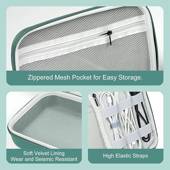EVA Electronic Accessories Storage Case Large Shockproof Waterproof Storage Bag for Electronics Organizer Portable Cable Storage Bag for Travel or Work (Black, Double Layer)
