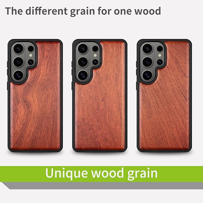 Carveit Magnetic Wooden Case for Samsung Galaxy S26 Ultra Case 2026, TPU Shockproof Cover & Wood Artisan Engraved, Compatible with MagSafe Wireless Chargers (Zen Doodle Treble Clef) Rosy