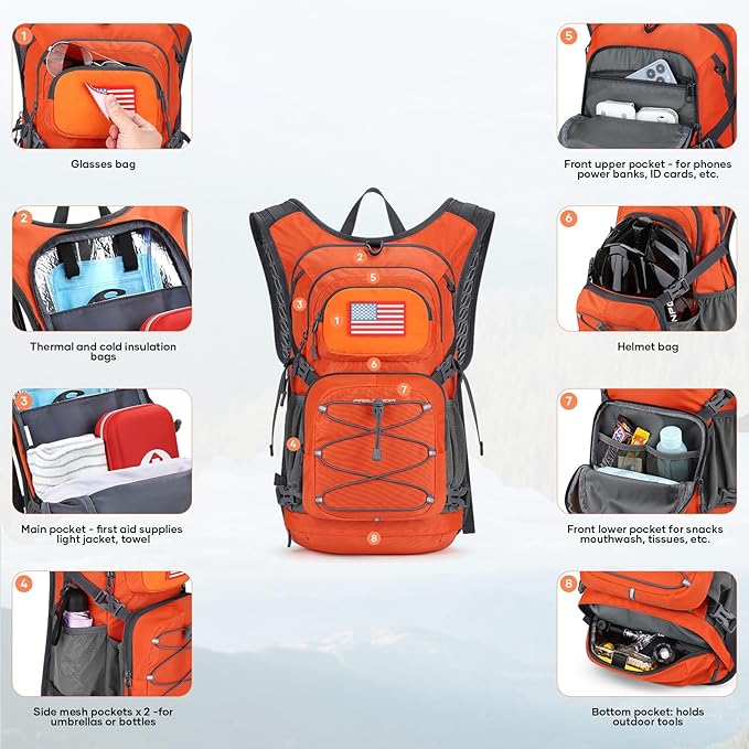 Maelstrom Hydration Hiking Backpack with 2L/3L Water Bladder, High Flow Bite Valve Water Backpack Men Women Lightweight Insulation for Hiking, Cycling, Running, Climbing, Camping