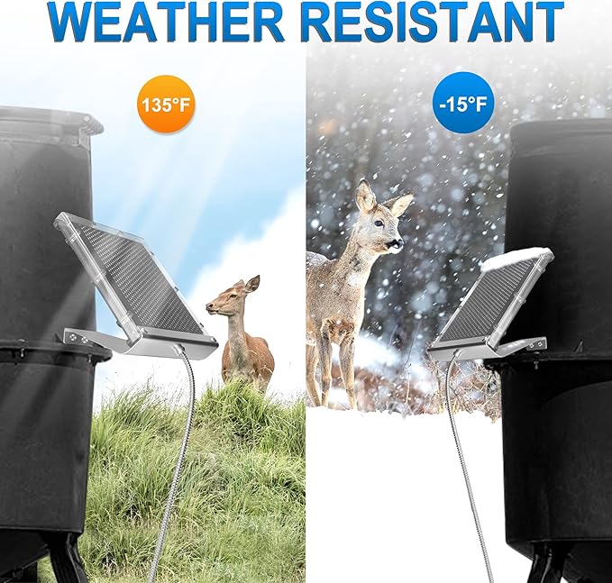 POWOXI Solar Panel for Deer Feeder 6V 1.5W Waterproof Solar Battery Charger with Mounting Bracket Alligator Clip Game Feeders Solar Panel 6 Volt