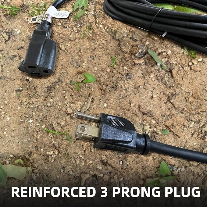 YOJOE Indoor Outdoor Extension Cord, 3 Prong 10A Weatherproof Power Cord, 16 Gauge Heavy Duty 100 ft Black Extension Cord for Garage, Garden and Home, 16/3 SJTW UL Listed