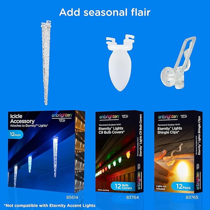 Enbrighten Vibe Eternity Permanent Outdoor Lights for House, 100 Feet, 72 RGBWIC LEDs, Close Spacing, 33lm, Color Changing, Christmas, Eave Lighting, Smart App, Works with Alexa, Google Home, 82730