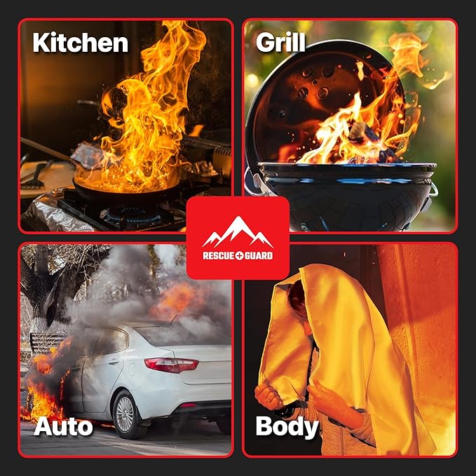 Fire Blanket 4 Pack 40”x40” - Fire Blankets Emergency for Home and Kitchen - Emergency Blankets for Survival - Home House Safety Supplies kit Must Haves - Firemen Safety Gifts and Essential Stuff