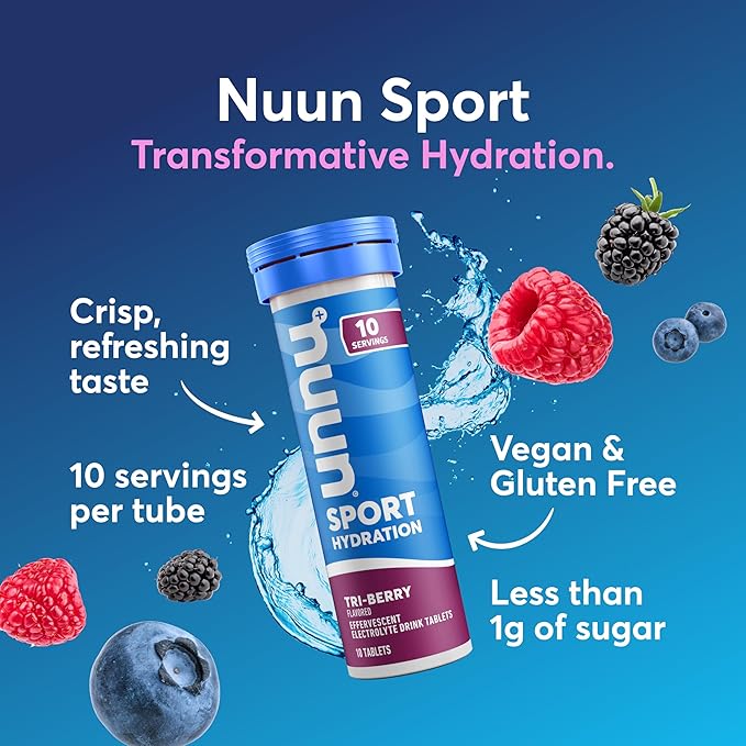 Nuun, Electrolyte Drink Tabs Tri Berry, 8 Count, 1.9 Ounce (Pack of 6)