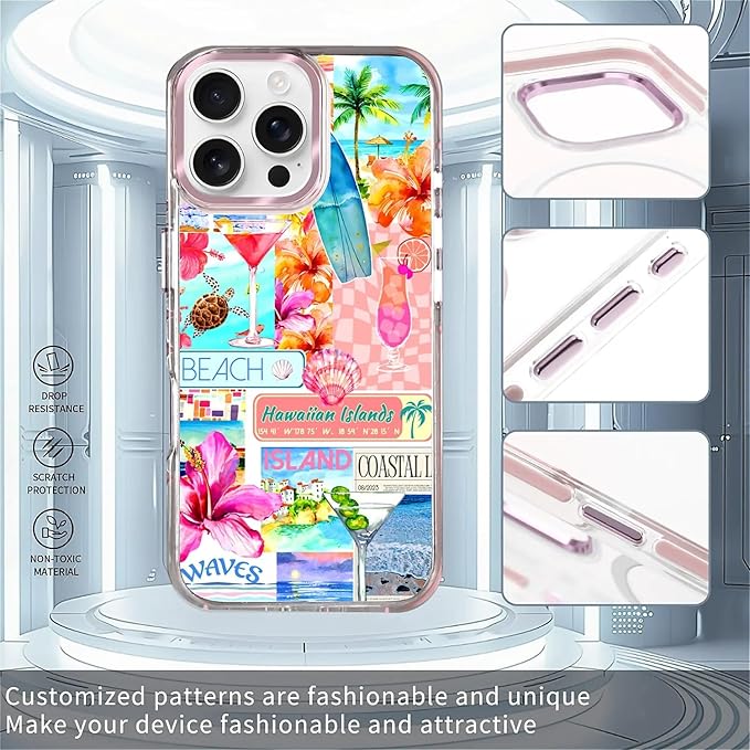 Case for iPhone 16 Pro Max,[Compatible with MagSafe],Coastal Beach Cover Coquette Collage Phone Case Design，for Women Girls Magnetic Clear Cover - Slim, Sleek, & Shockproof Protection