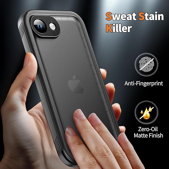 Cozycase Waterproof Case for iPhone SE 3rd 2022/SE 2nd 2020/iPhone 7/8 - Heavy Duty 360 Shockproof Full Body Rugged Military Grade Hard Water Dust Proof Cover with Built-in Screen Protective Black