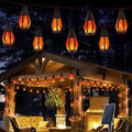 Solar String Lights for Outside, 33Ft Solar Patio Lights with 15 Flickering Flame Light Bulbs, Waterproof Red Solar Powered Outdoor Light for Garden Yard Patio Gazebo Bistro Cafe Porch Party Decor