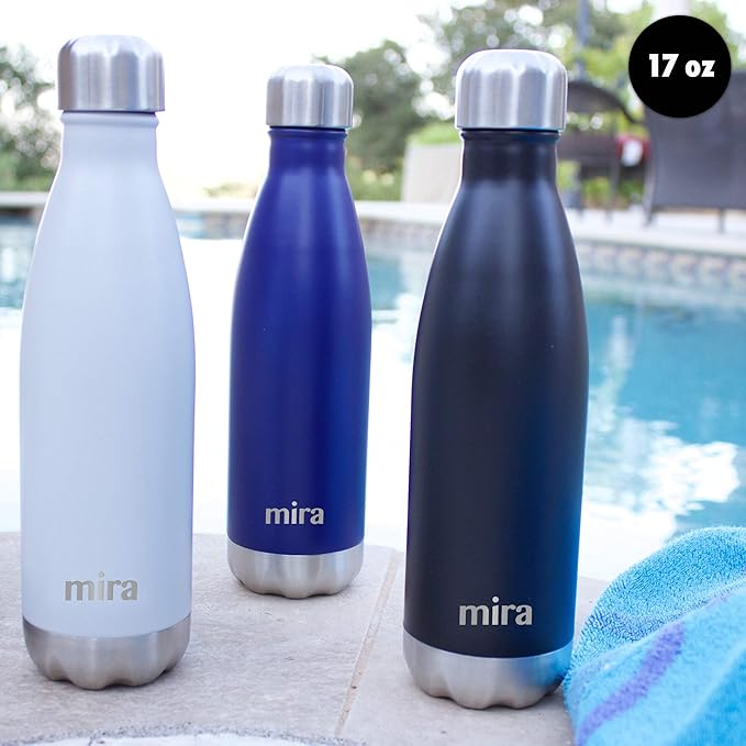 MIRA 17 oz Insulated Water Bottle - Stainless Steel Cola Shaped Double Wall Hot & Cold Flask (24Hr Cold/12Hr Hot) - Hawaiian Blue