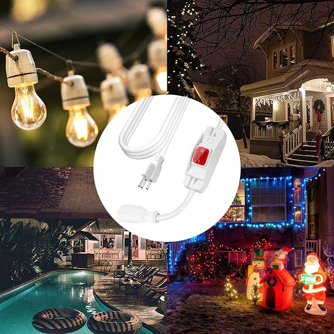 Extension Cord with Switch On/Off Waterproof Switch 10Ft No Plugging and Unplugging Invintage Stereo Devices Without Built-in Power Switch(6 FT, White)
