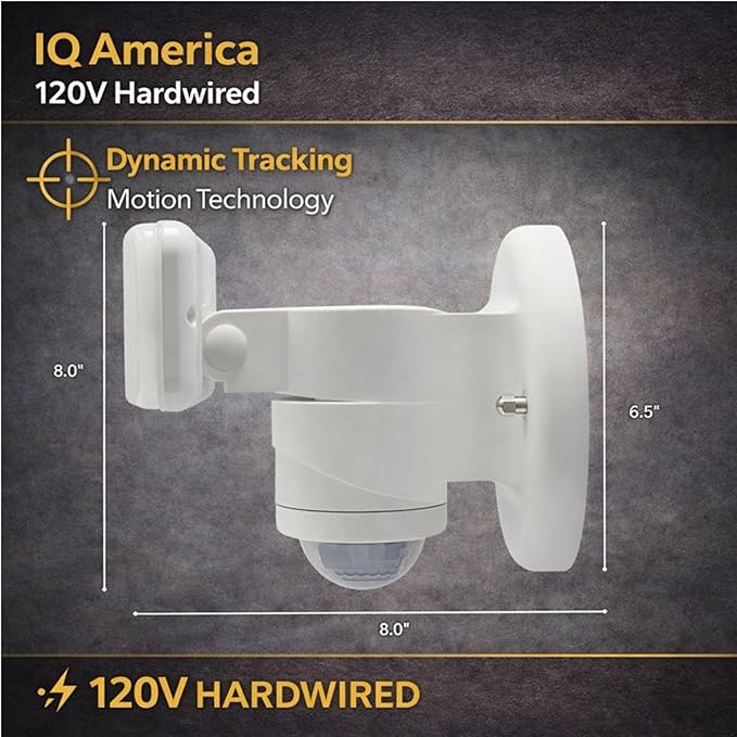 Wired Motion Security Light with Dynamic Tracking Technology, 2000 Lumens LED, 240° Sensor, White, 50 ft Range