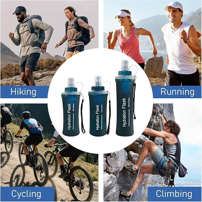 500ML Collapsible Water Bottle with Filter for Hiking, Camping & Travel - TPU Soft Flask, 0.1 Micrometer Hollow Fiber Membrane for Clearer, Better Tasting Outdoor Water(Hunter Green)
