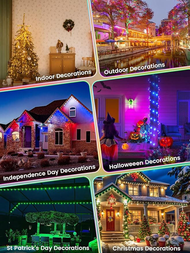 66Ft 200 LED RGB Color Changing 4th of July Fairy Lights Plug in, Waterproof String Lights with Remote for Outdoor Indoor, 24 Colors Twinkle Lights with Timer for Independence Day Patriotic Decoration