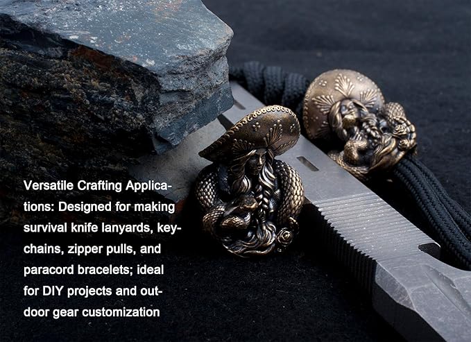 Paracord Beads with Hole for Crafting Survival Knife Lanyard Keychains, Zipper, DIY Projects (Snake)