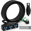 Outdoor Extension Cord 25 Ft with 3 Outlets, 12/3 SJTW 3 Prong Grounded Power Cord, 12 Gauge 12AWG Heavy Duty Power Cable, ETL Listed, 15 Amp 125 V 1875 W-Multiple Outlets for Indoor/Outdoor-Black