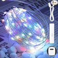 66FT(33 * 2) Multicolor Fairy Lights Battery Operated, 100 LED Twinkle Lights with Timer, Rechargeable String Lights for Bedroom, Christmas Decorations, Wedding, Centerpiece Table Decor Multicolor