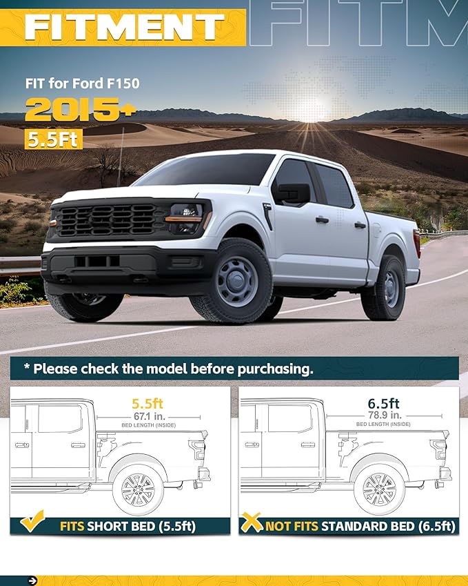 Trumgeta Front Bed MOLLE Panel Fit for 5.5 Feet Ford F150 2015-2026 Truck Storage Organizer System