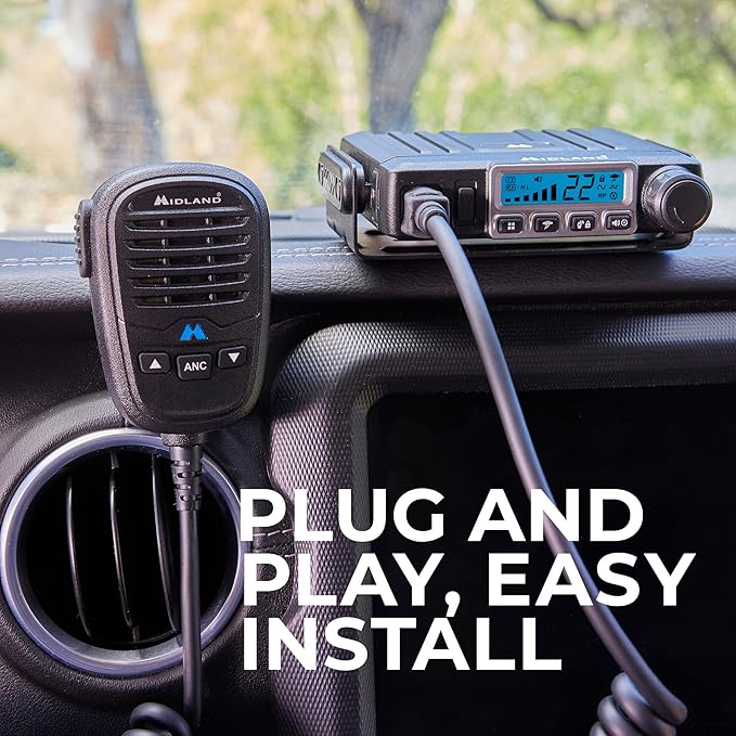 Midland – MXT115 - 15 Watt GMRS MicroMobile Two Way Trails Radio - Off Roading Outdoor RZR Farm - 8 Repeater Channels Extended Range - External Magnetic Mount Antenna - NOAA Weather Alerts