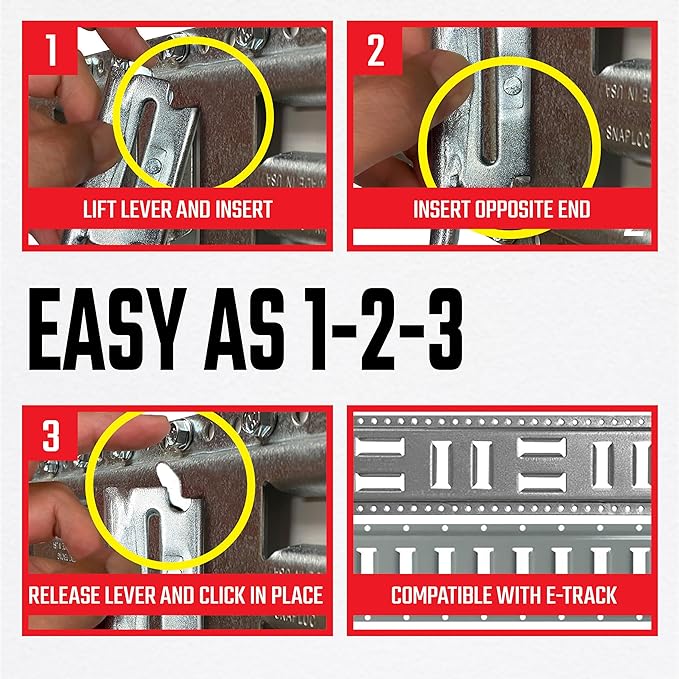 Snap-Loc E-Track Multi-Purpose J-Hook 2 Inch Hanger 2-Pack, Logistic Tie-Down for Pickups, Trucks, Trailers