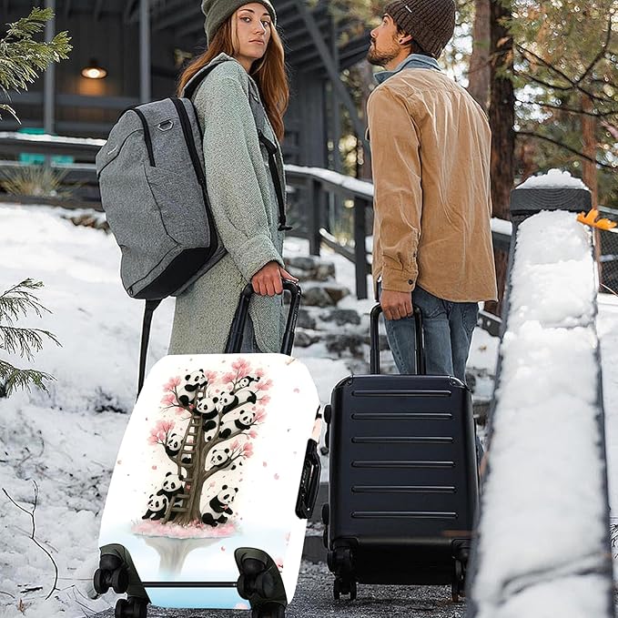 ANNA QUEEN Panda Luggage Cover, Cute Panda Tree Suitcase Protector, Stretchable Washable Travel Cover for 20-22 Inch Luggage