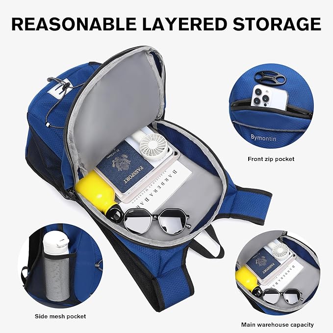 Ultra-Light Soft Daypack 15L/20L, Cushioned Breathable Back Panel Backpack, Lightweight Packable Travel Backpack (Blue, 15L)