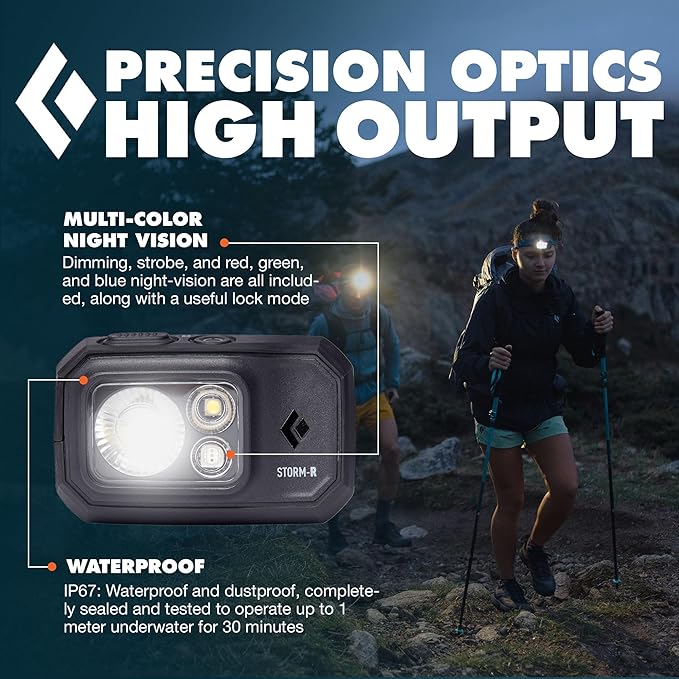 BLACK DIAMOND Storm 500-R Rechargeable Headlamp | 500 Lumens Brightness | Micro-USB Charging | Waterproof & Compact | Camping, Hiking, Running | Black