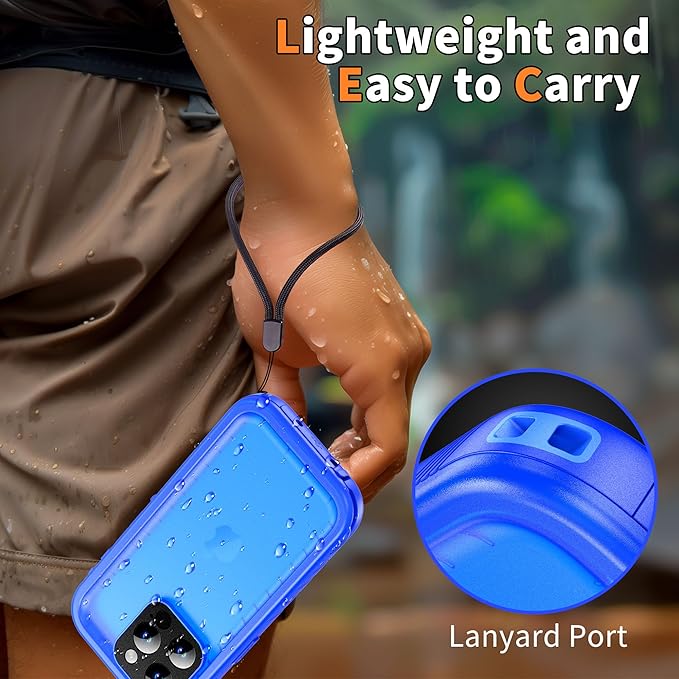 Cozycase for iPhone 15 Pro Max Waterproof Shockproof Dustproof Case - Heavy Duty/360 Full Body/Military Grade/Protective/Rugged 【8FT Drop Proof】 Built in Screen/Camera Protector with Lanyard Blue