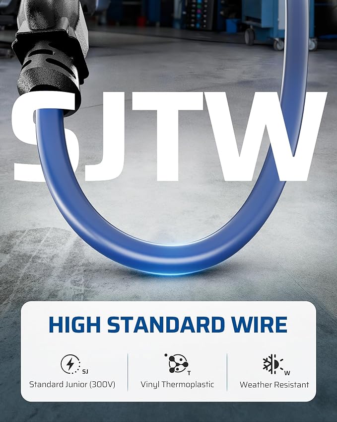 DEWENWILS 30FT Retractable Extension Cord Reel, Ceiling/Wall Mount 16/3 SJTW Power Cord with 3 Lighted Triple Outlets for Garage Shop, 10 Amp Circuit Breaker, Metal Plate, ETL Listed, Blue