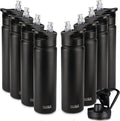 HASLE OUTFITTERS Insulated Water Bottle 22 oz Double Wall Stainless Steel Water Bottle Wide Mouth with Straw Lid & Spout Lid Keeps Cold or Hot(Black,8)