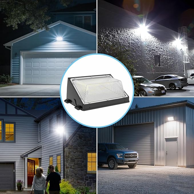 HYPERLITE LED Wall Pack 120W: 18000lm LED Security Flood with Dusk to Dawn Photocell - Industrial Outdoor Wall Lights Out Door 2Packs for House Warehouses Driveway UL Listed