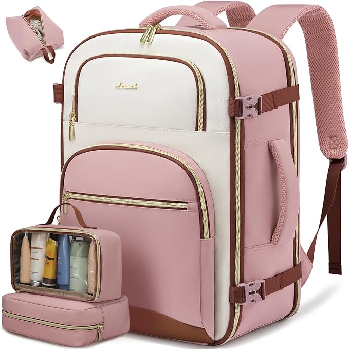 LOVEVOOK Travel Essentials Carry on Backpack 50L Travel Backpack for Women Men,Waterproof TSA Personal Item Travels Bag Airline Flight Approved,Large Carry on Luggage Laptop Backpack with Packing Cube