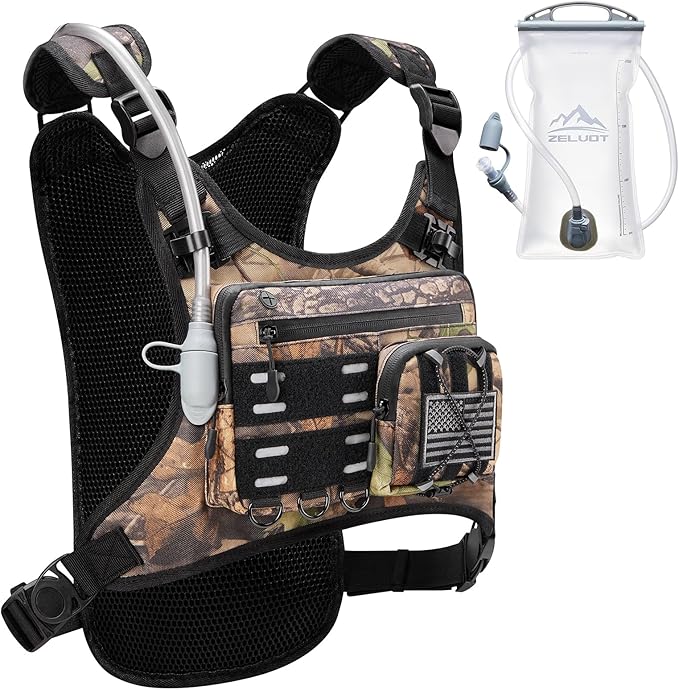 Zelvot Running Vest with 2L Water Bladder, Hydration Backpack, U.S. Original Design Patent, Lightweight Hydration Pack with Gear Holder, Reflective Chest Pack for Men Women for Marathon