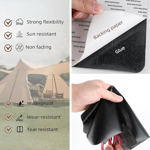 Waterproof Fabric Repair Patch, 9×11Inch 2 Pcs Self-Adhesive Fabric Repair Kit,PVC Repair Patch, for Tent, Canvas, Canopy,RV Awning Repair,Car Seats(Fruit Green)