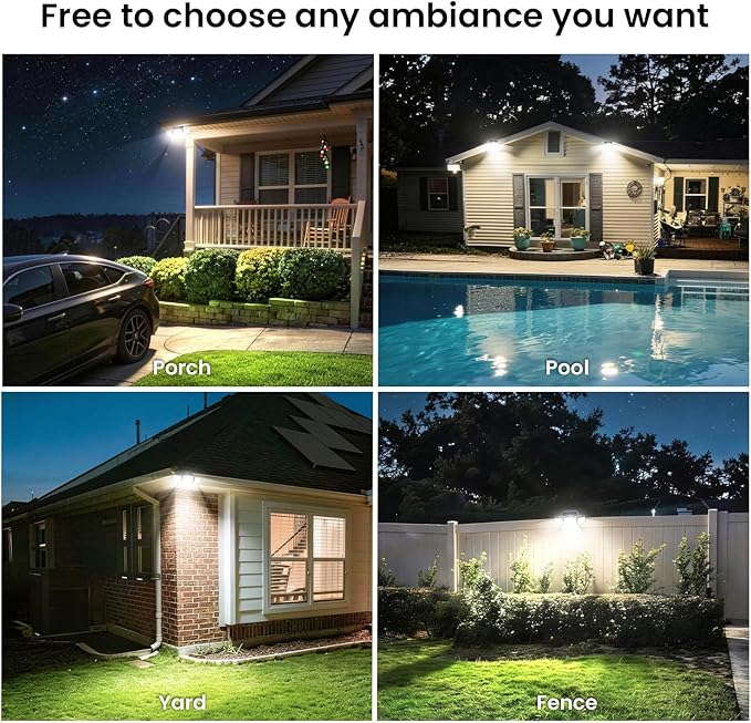 DAMINY Solar Security Light with Motion Sensor,Super Bright LED,Solar-Motion Lights Outdoor Waterproof,Easy Install,3 Heads 270°Wide Angle Flood Light with 3 Lighting Modes-3 Pack