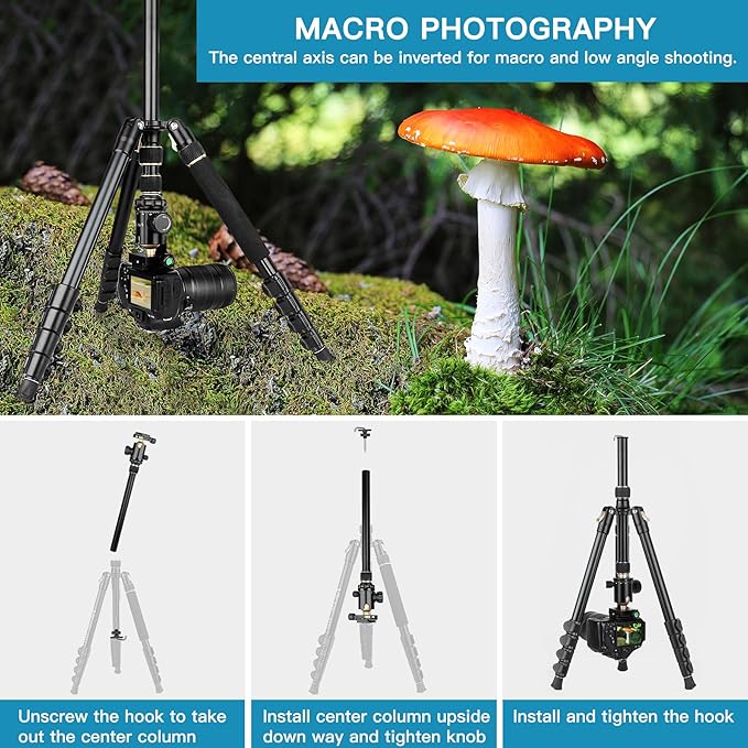 Professional DSLR Tripod for Photography - Tall, Lightweight & Heavy Duty - Spotting Scopes, Telescope & Binoculars - Compact Complete Tripod Unit