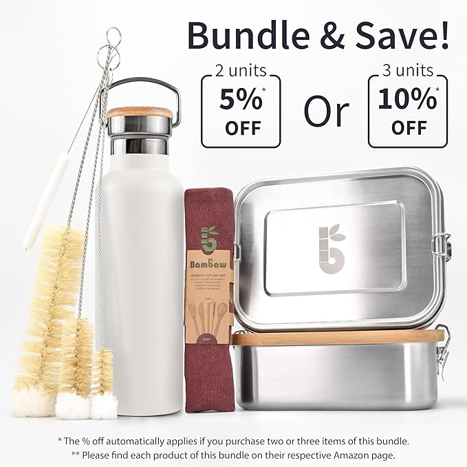 Bambaw Insulated Metal Water Bottle 32 oz, Double Wall 32 oz Water Bottle Stainless Steel, Made of High-Grade Stainless Steel, Reusable & Rust-Resistant (Polar White)