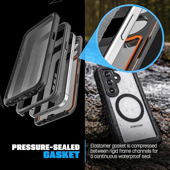 ENCASED Waterproof Case Designed for Samsung Galaxy S26 Plus (IP68) Full Body Protective Phone Case with Screen Protector Built-in (Clear/Black)