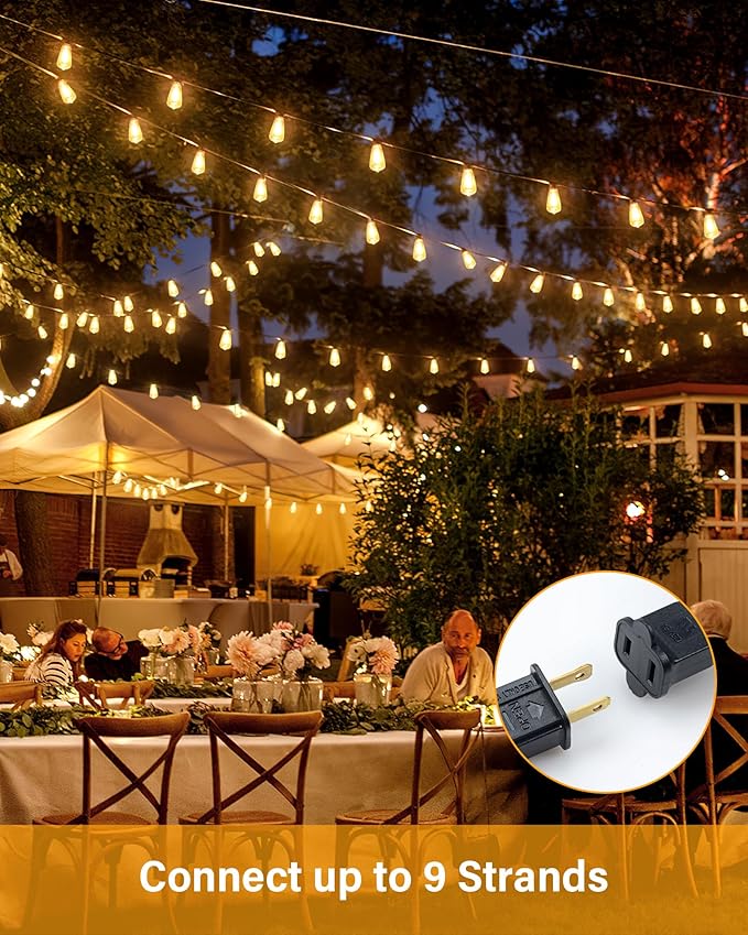 Doukedge String Lights for Outside, 150FT (50FT 3 Pack) Patio Lights Outdoor Waterproof with 75+6 Shatterproof Vintage Bulbs, Plug in Hanging Light for Porch, Blacony, Backyard, Bistro, Garden, 2700K
