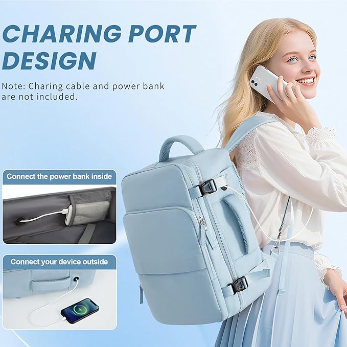 Sinaliy Travel laptop Backpack for Women, Personal Item Size Flight Approved, 16 Inch Laptop Bag with Multi-Pockets, College Computer Bag, Waterproof Carry On Backpack Casual Daypack Backpack