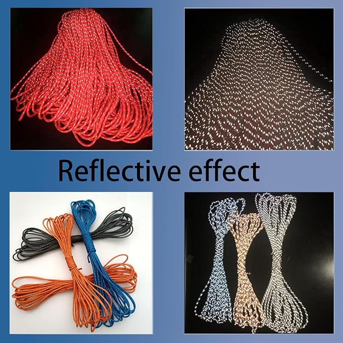 Dyneema Reflective Rope -2mm 400kg Fracture Strain - Suitable for Tents, Kite Surfing, and Other 65 feet (red, 2mm) (red, 4mm)