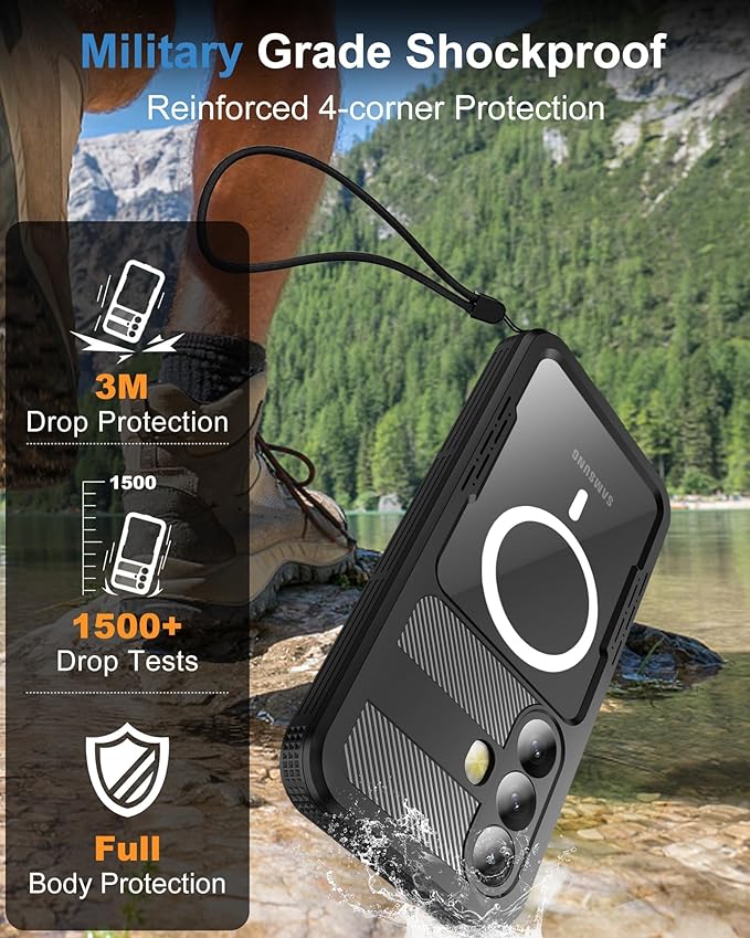 for Samsung Galaxy S24+ Plus Waterproof Case, [Fit for Magsafe] [IP68 Water Proof] [Built-in Screen Protector], Magnetic Heavy Duty Military Grade Rugged Phone Case for S 24+ Plus 6.7", Black