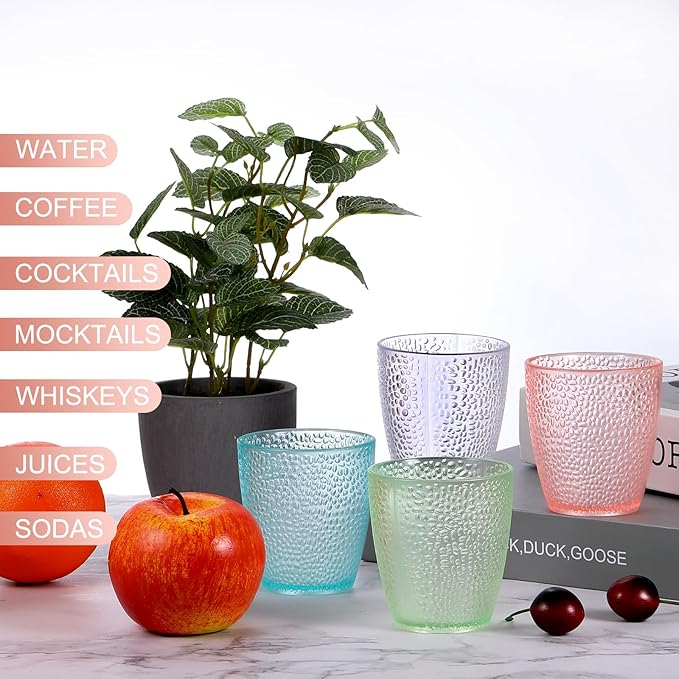 uxcell 7oz Acrylic Drinking Glasses, 4Pcs Plastic Reusable Tumblers Drinkware Unbreakable Water Glasses Cups Stackable & Dishwasher Safe for Home Outdoors Restaurant, Emerald