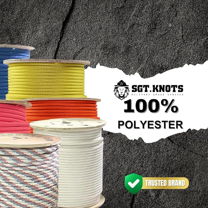 SGT KNOTS Arborist Double Braided Polyester Rope - Heavy Duty Tree Pulling Rope, Rigging, Tree Ropes, Arborist Pulling, Felling, Sailing, Industrial Rigging (5/8 in x 10ft) Red-White-Blue