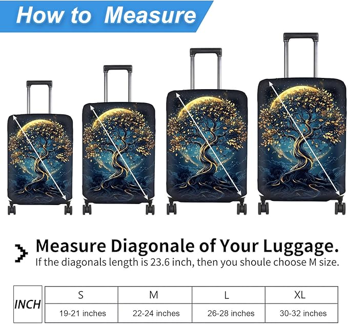 Luggage Cover Protector for 22-24 Inch Suitcases, TSA Approved Elastic Travel Suitcase Covers, Anti-Scratch Washable Luggage Sleeve for Carry On & Checked Bags, Tree of the Universe