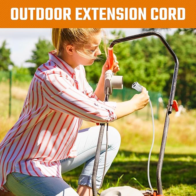 Heavy Duty Extension Cord/Wire Power Cable, Indoor/Outdoor, 16/3, Single Outlet, 15 Feet, UL Listed, White