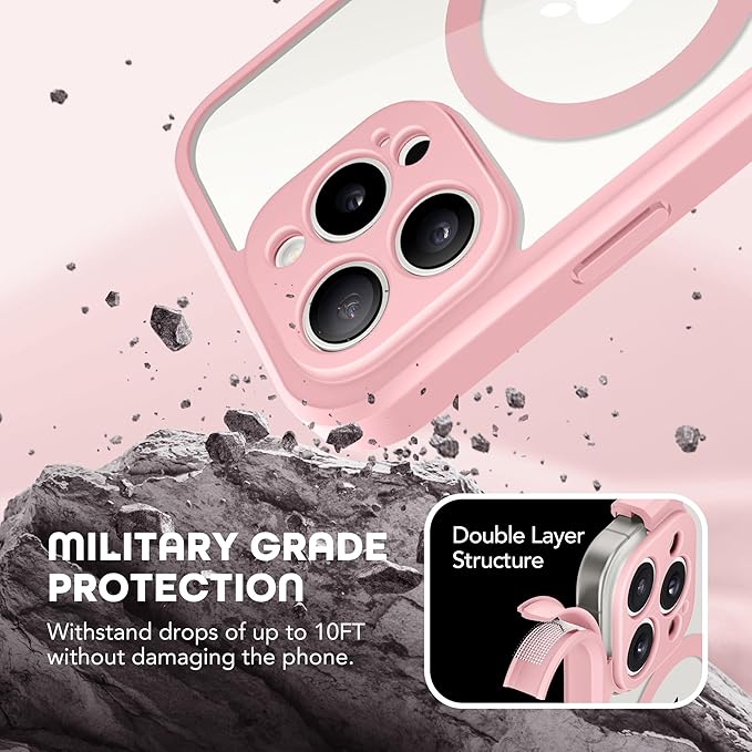 TIESZEN for iPhone 15 Pro Max Case, Compatible with MagSafe, Built-in Privacy Screen Protector and Camera Protection, Anti Spy Full Body Dustproof Shockproof Hard Phone Case 6.7", Pink