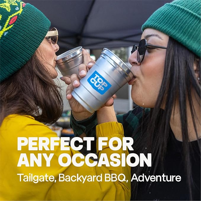 Top Cup – 9 Ounce, 50 Count, Reusable Aluminum Party Cups | Cold-Holding, Recyclable, Made in USA